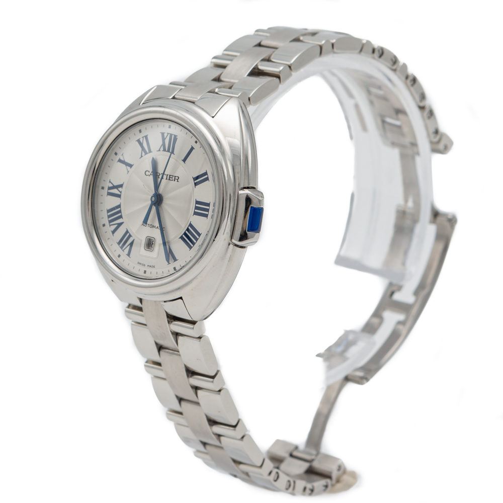 

Cartier Silver Cle de Cartier Stainless Steel Automatic Ladies Wristwatch