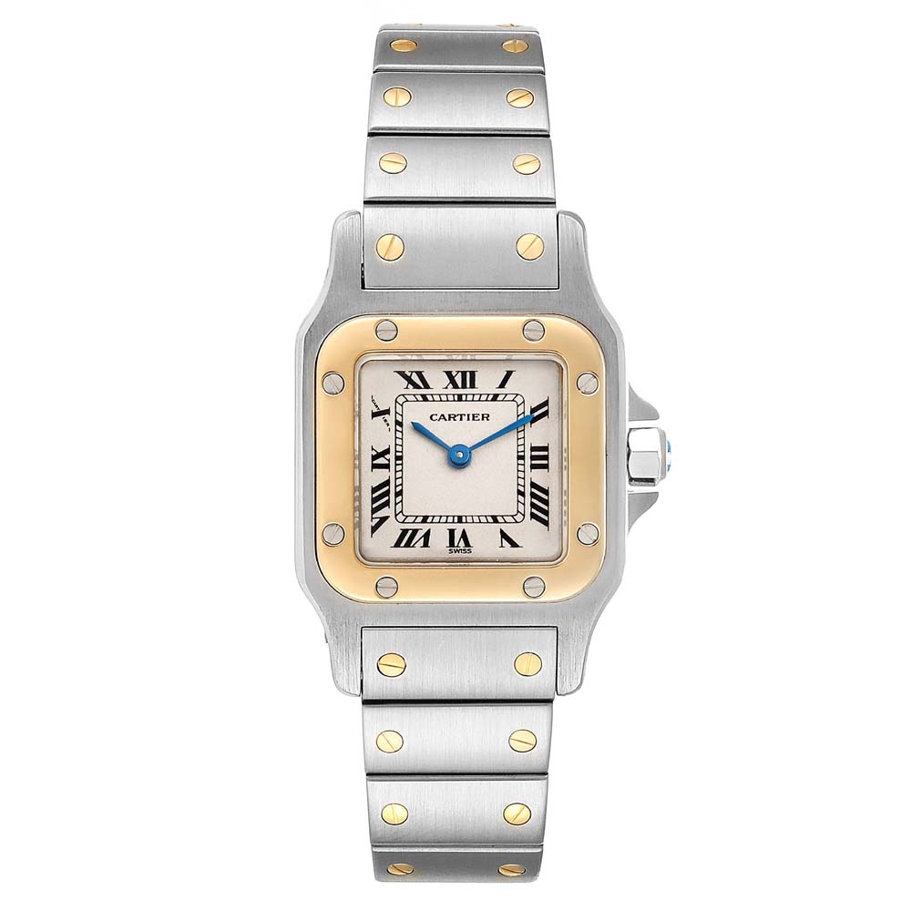 CARTIER WHITE 18K YELLOW GOLD AND STAINLESS STEEL SANTOS GALBEE 166930 WOMEN'S WRISTWATCH 24 MM