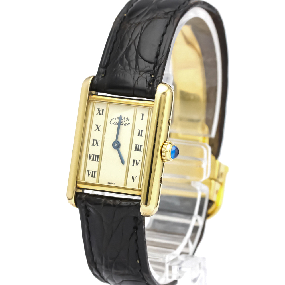 

Cartier Ivory Gold Plated Steel Must Tank Vermeil Quartz Vintage Women's Wristwatch, White