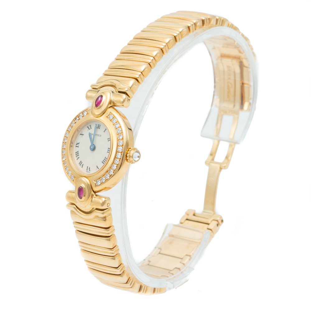 

Cartier Silver Dial Yellow Gold Diamond Vintage Women's Watch