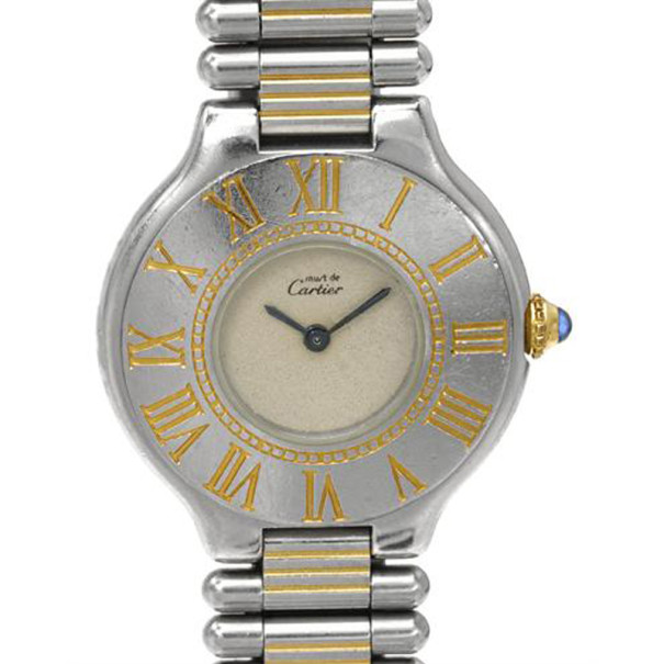 Pre Owned Must De Cartier 21 SS & 18K Gold Ladies Watch