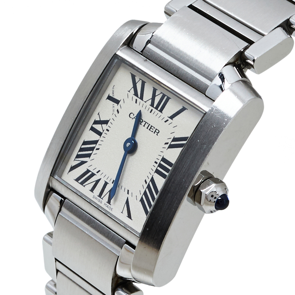 

Cartier White Stainless Steel Tank Francaise