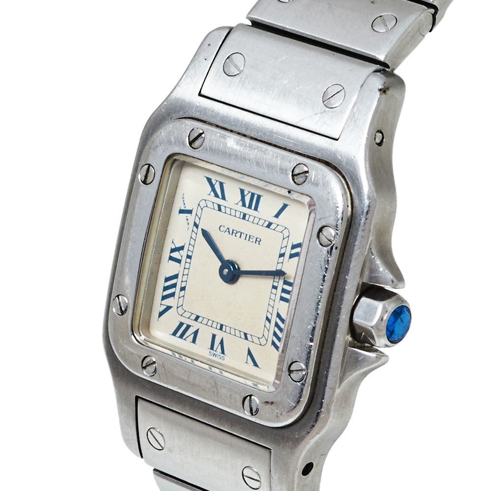 

Cartier White Stainless Steel Santos Galbee