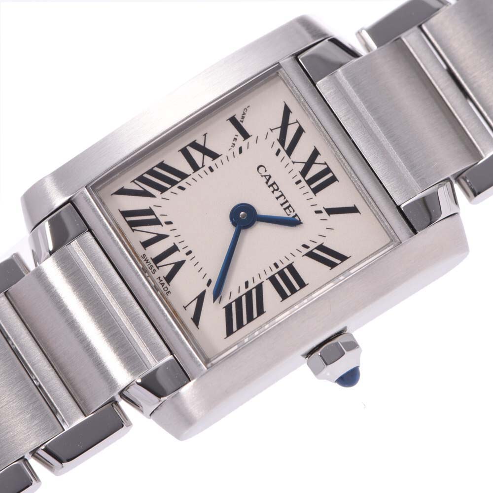 

Cartier Ivory Stainless Steel Tank Francaise SM W51008Q3 Quartz Women's Wristwatch, White