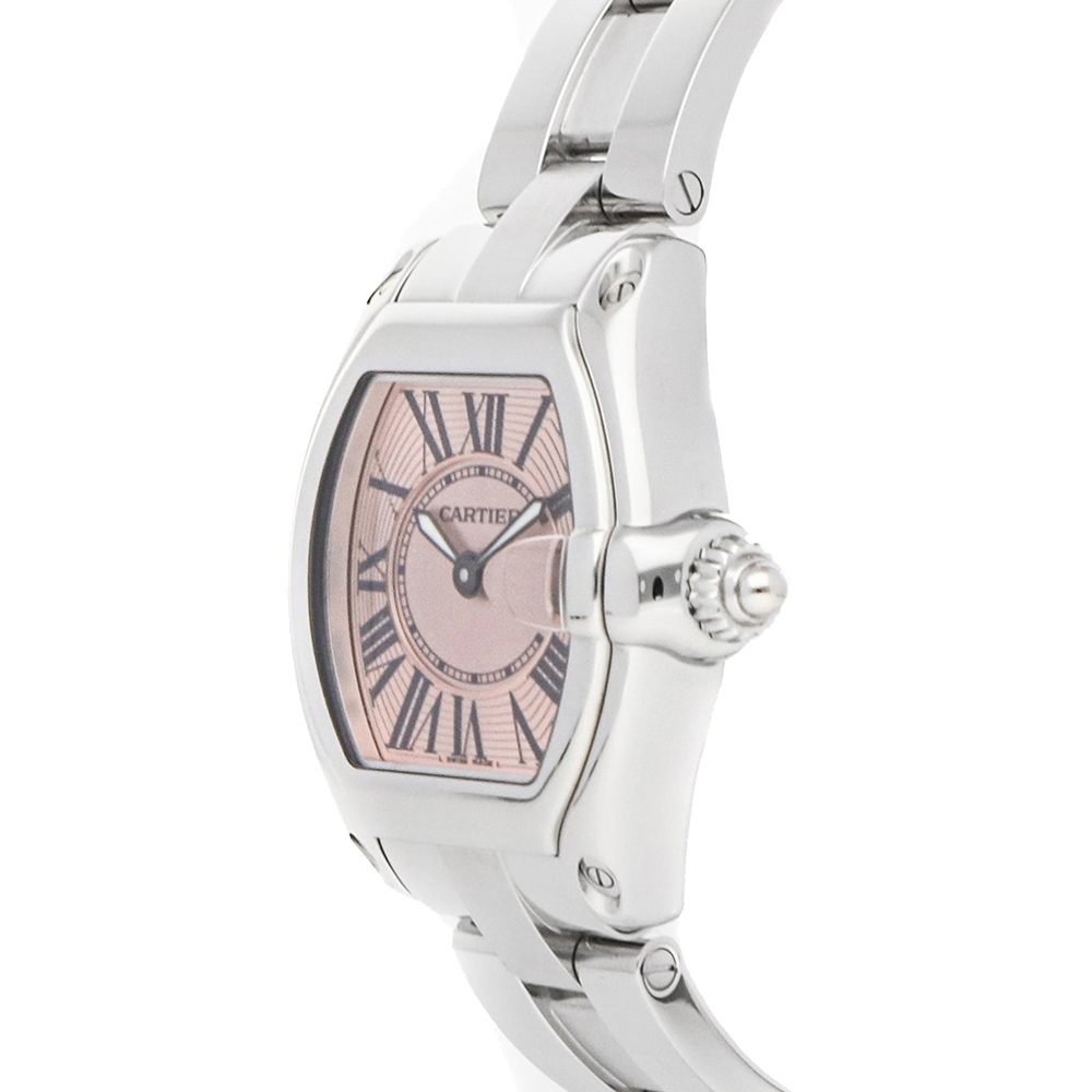 

Cartier Pink Stainless Steel Roadster Small Model W62017V3 Women's Wristwatch