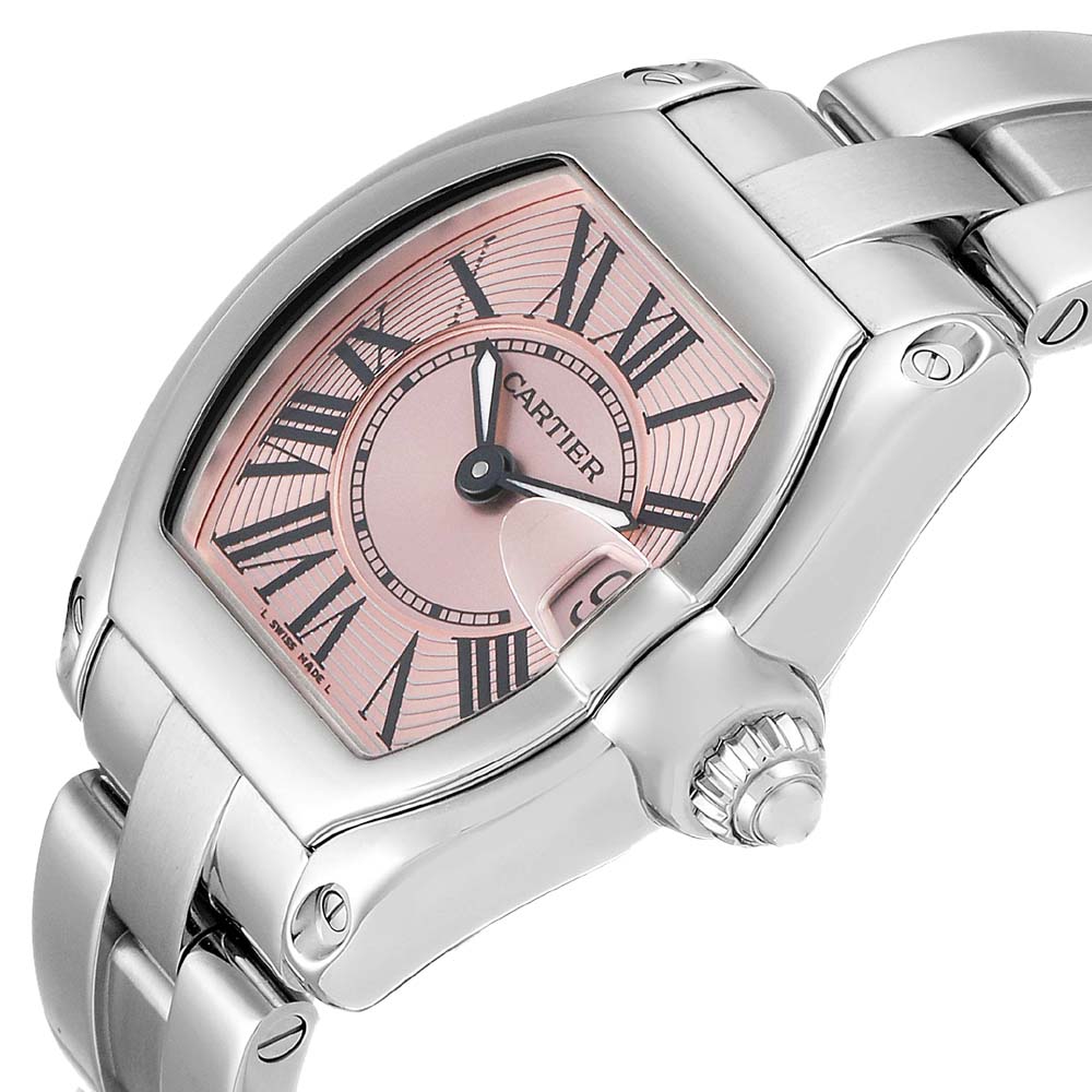 

Cartier Pink Stainless Steel Roadster W62017V3 Women's Wristwatch