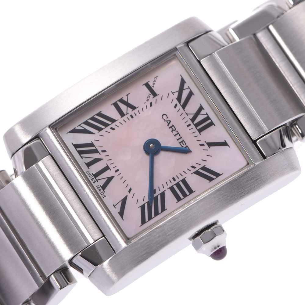 

Cartier Pink MOP Stainless Steel Tank Francaise W51028Q3 Quartz Women's Wristwatch