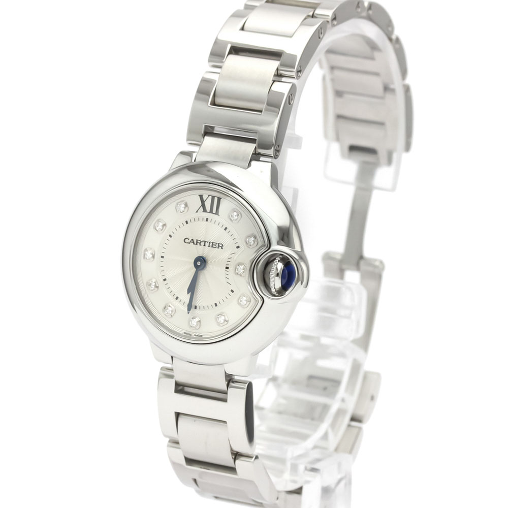 

Cartier Silver Diamond Stainless Steel Ballon Bleu WE902073 Women's Wristwatch