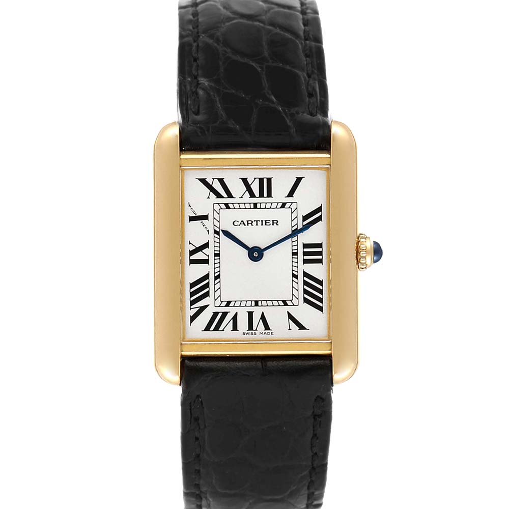 Pre-owned Cartier Silver 18k Yellow Gold Tank Solo W1018755 Women's Wristwatch 30 X 24 Mm