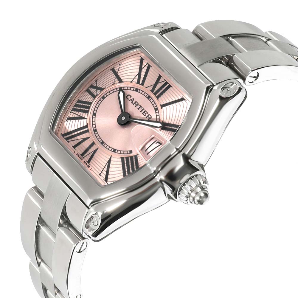 

Cartier Pink Stainless Steel Roadster W62017V3 Women's Wristwatch 32 MM