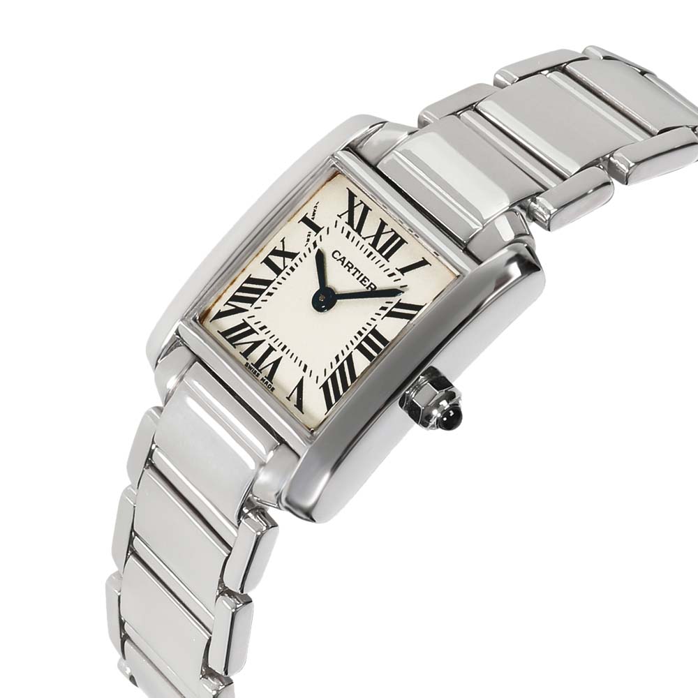 

Cartier Silver 18K White Gold Tank Francaise W50012S3 Women's Wristwatch 20 MM