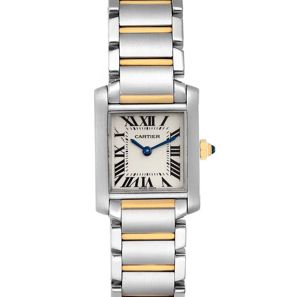 Pre-owned Cartier Silver 18k Yellow Gold And Stainless Steel Tank Francaise W51007q4 Women's Wristwatch 20 X 25 Mm