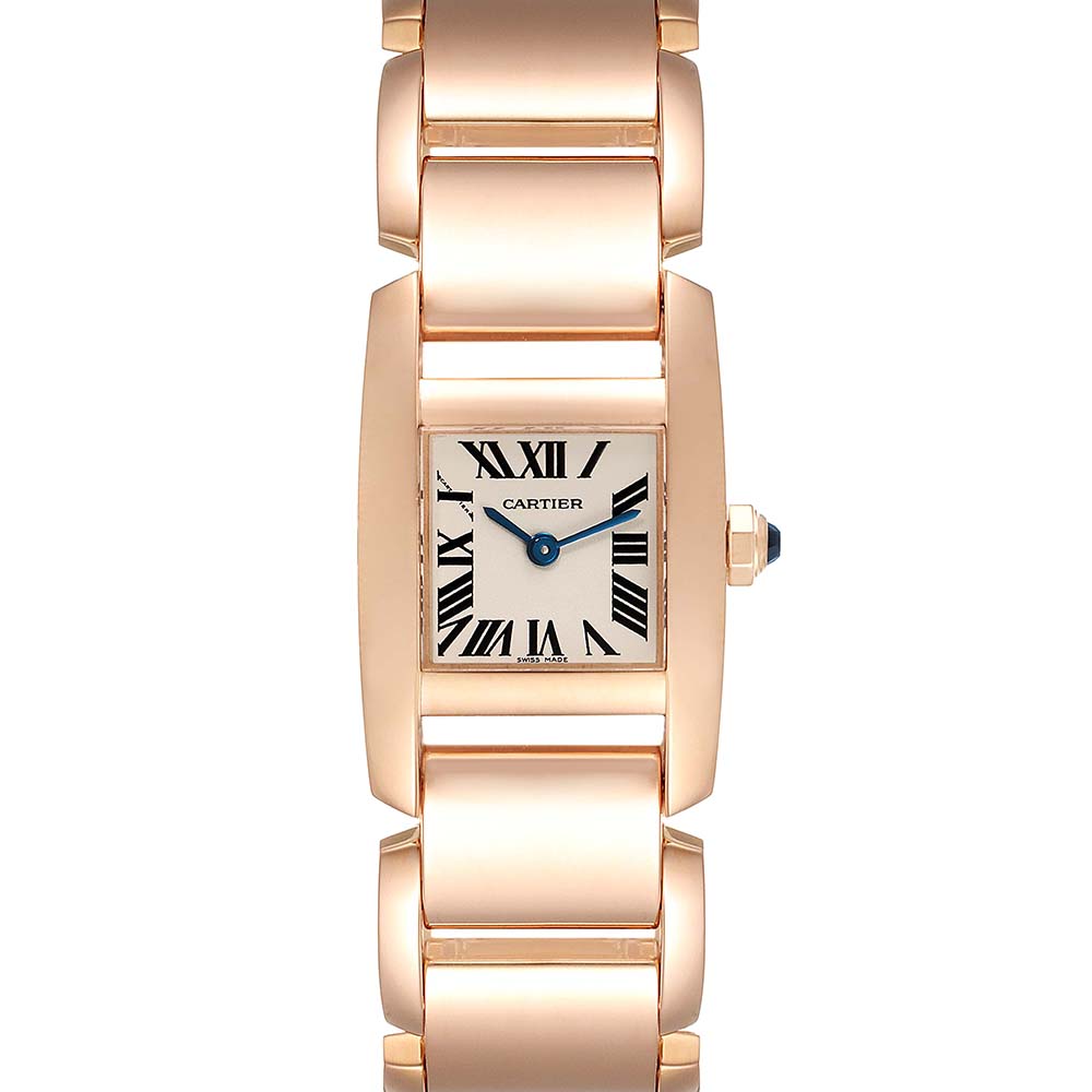 Pre-owned Cartier Silver 18k Rose Gold Tankissime W650048h Women's Wristwatch 30 X 20 Mm