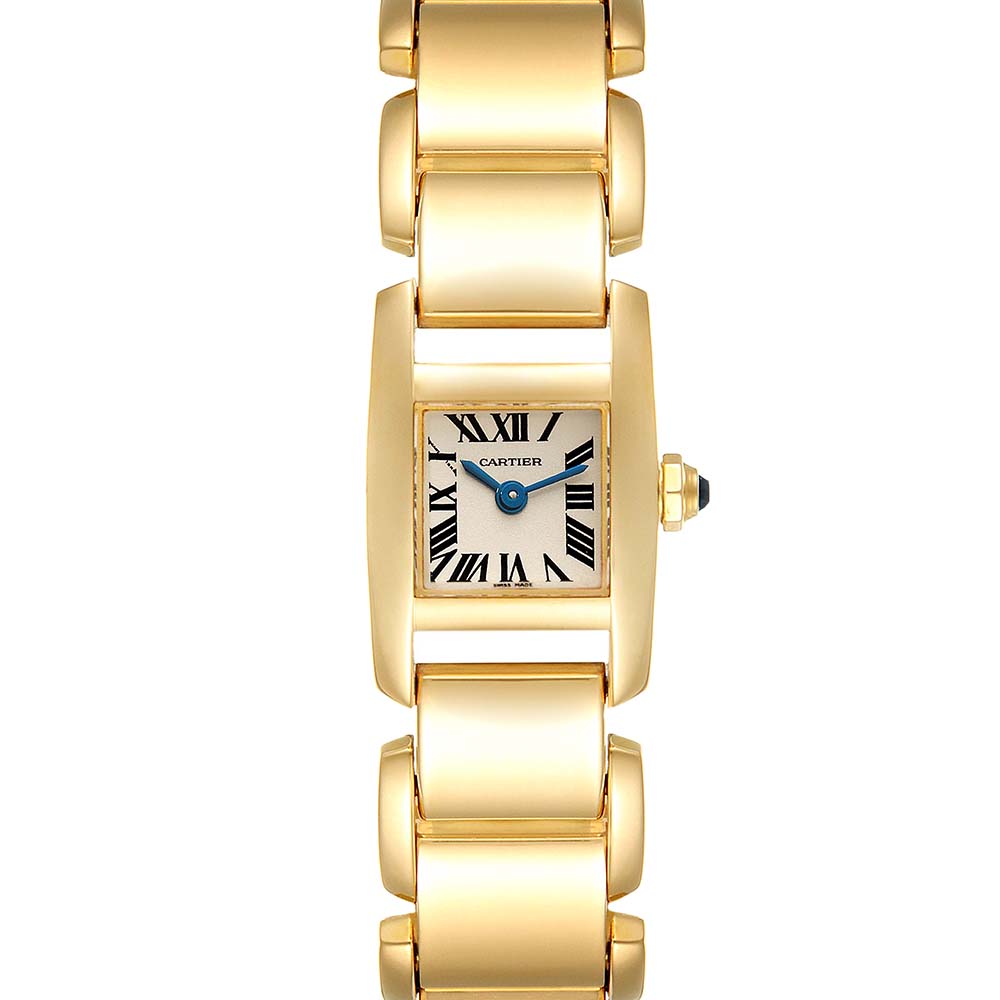 Pre-owned Cartier Silver 18k Yellow Gold Tankissime W650048h Women's Wristwatch 24 X 16 Mm