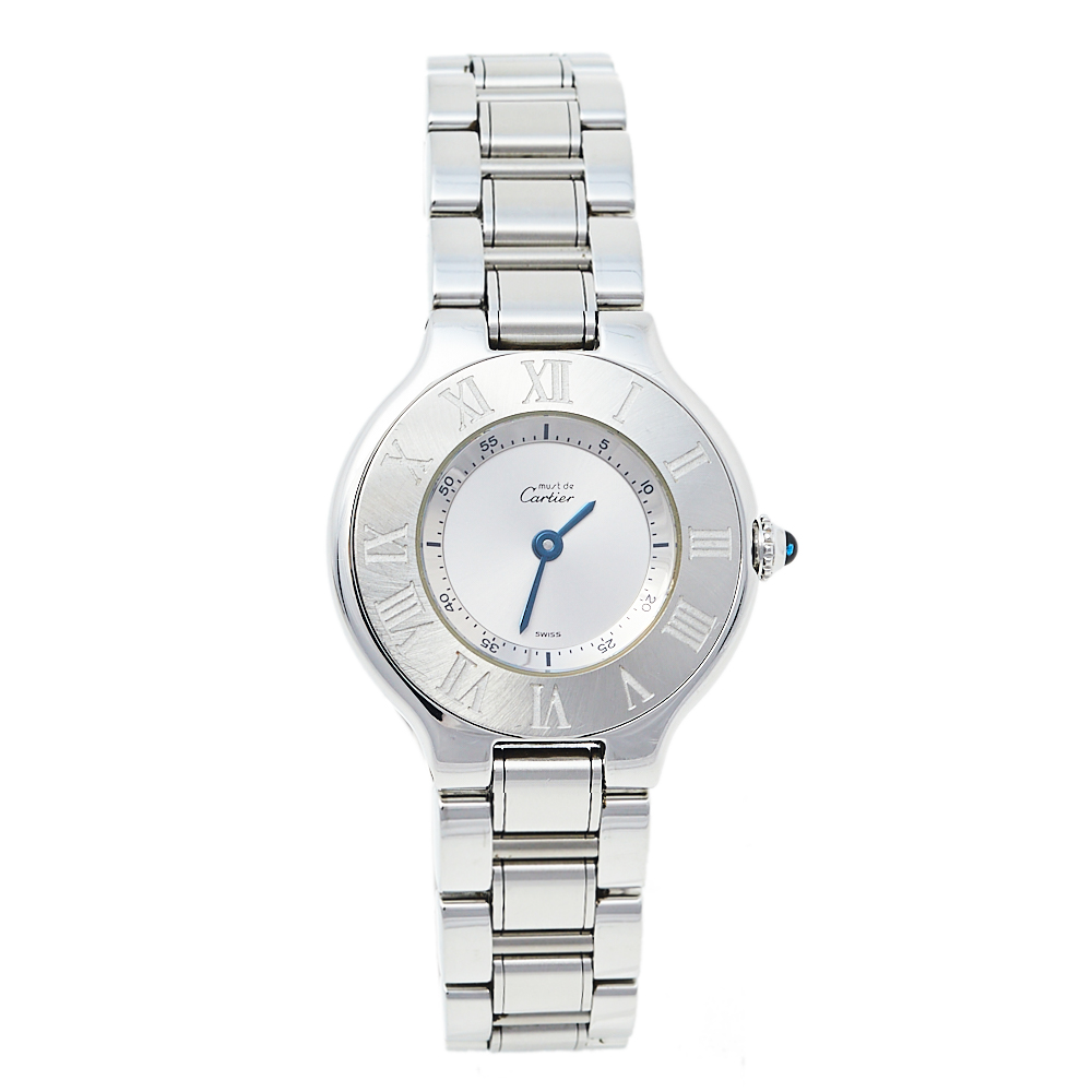 Pre-owned Cartier 21 1340 Women's Wristwatch 28 Mm In Silver