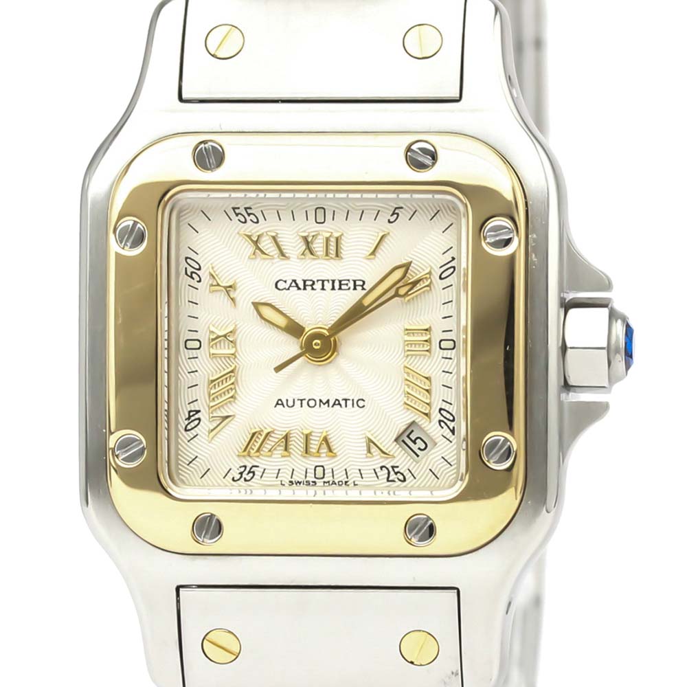Pre-owned Cartier Silver 18k Yellow Gold And Stainless Steel Santos Galbee W20045c4 Women's Wristwatch 24 Mm