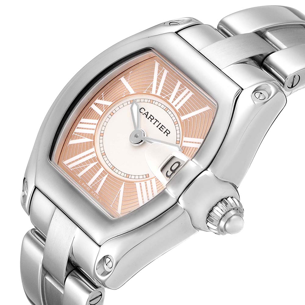 

Cartier Coral Stainless Steel Roadster Limited Edition W62054V3 Women's Wristwatch, Pink