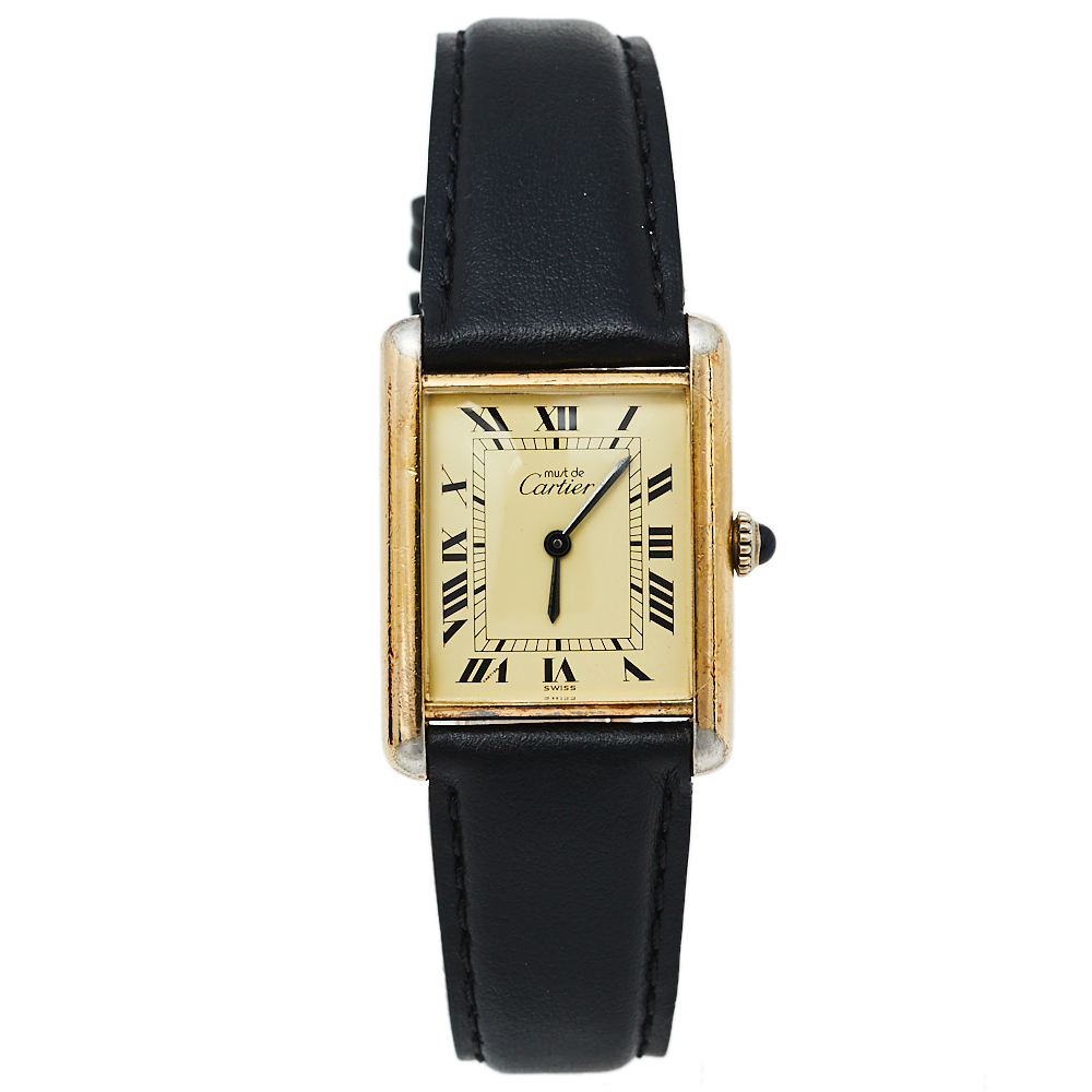 Pre-owned Cartier Tank Women's Wristwatch 23 Mm In Cream
