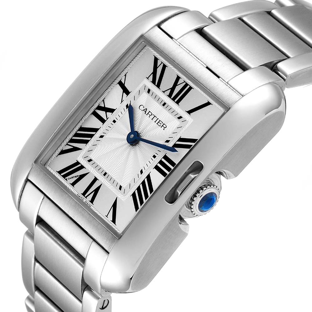 

Cartier Silver Stainless Steel Tank Anglaise W5310044 Women's Wristwatch