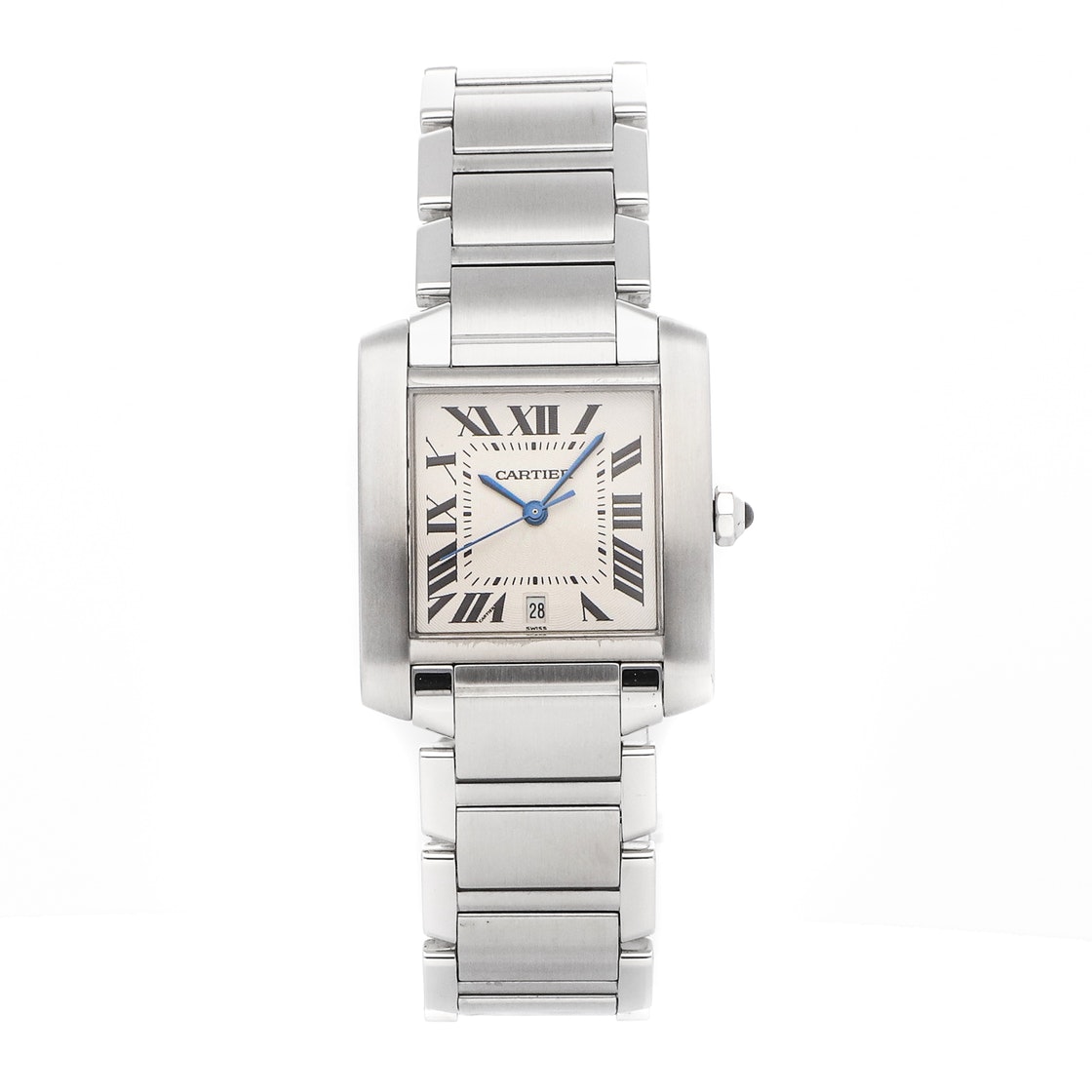 Pre-owned Cartier Silver Stainless Steel Tank Francaise W51002q3 Women's Wristwatch 32 X 28 Mm