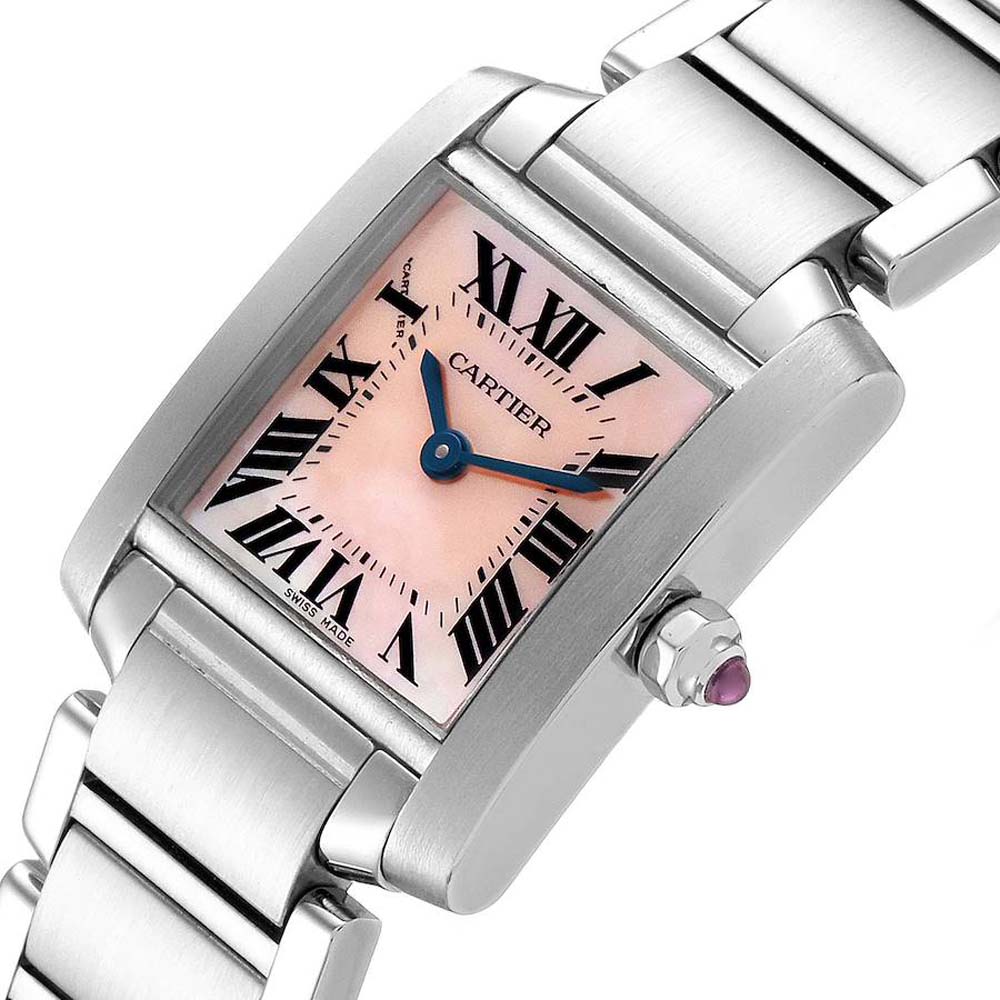

Cartier Pink MOP Stainless Steel Tank Francaise W51028Q3 Quartz Women's Wristwatch 20 MM