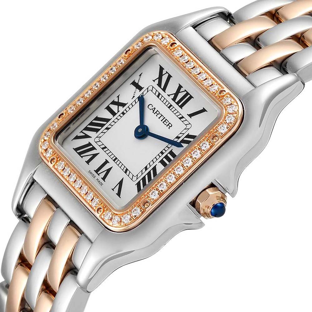 

Cartier Silver Diamonds 18K Rose Gold And Stainless Steel Panthere W3PN0007 Women's Wristwatch 27 MM