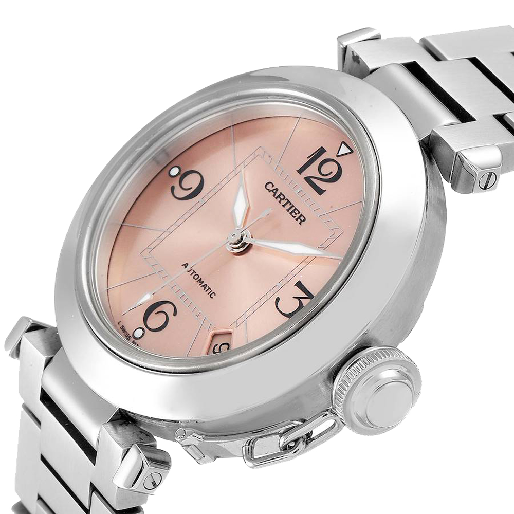 

Cartier Pink Stainless Steel Pasha C Automatic W31075M7 Women's Wristwatch 35 MM