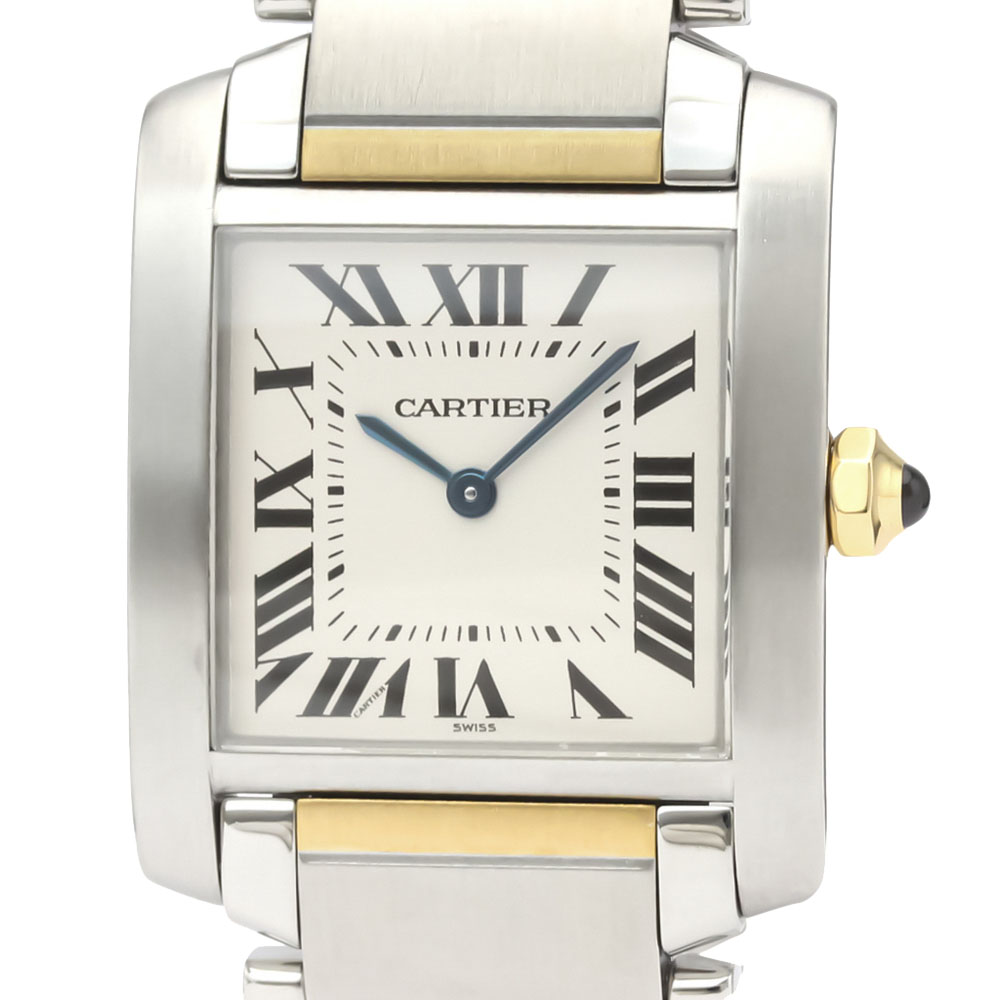 

Cartier White 18K Yellow Gold And Stainless Steel Tank Francaise W51006Q4 Women's Wristwatch 26 MM