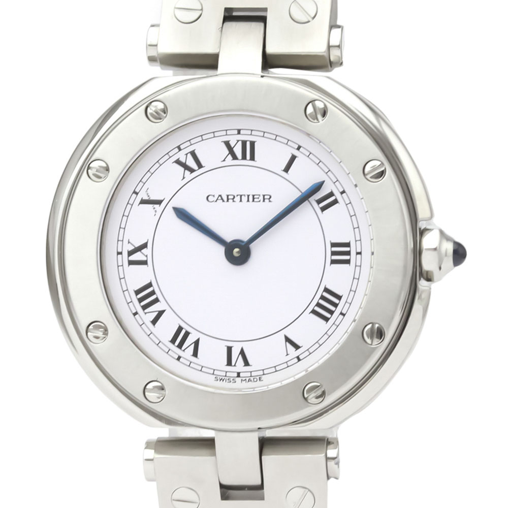 

Cartier White Stainless Steel Santos Round Quartz Women's Wristwatch 27 MM