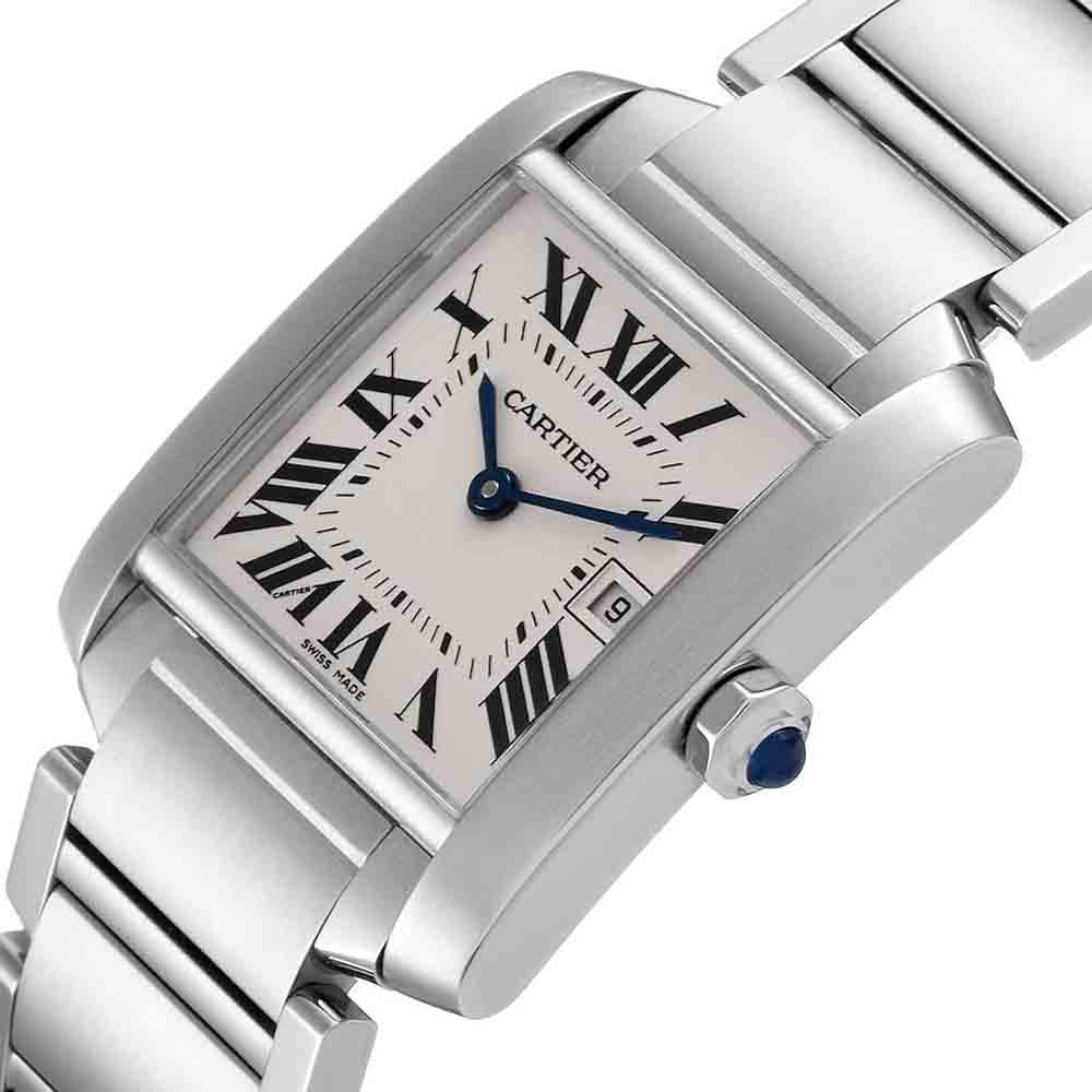 

Cartier Silver Stainless Steel Tank Francaise W51011Q3 Women's Wristwatch