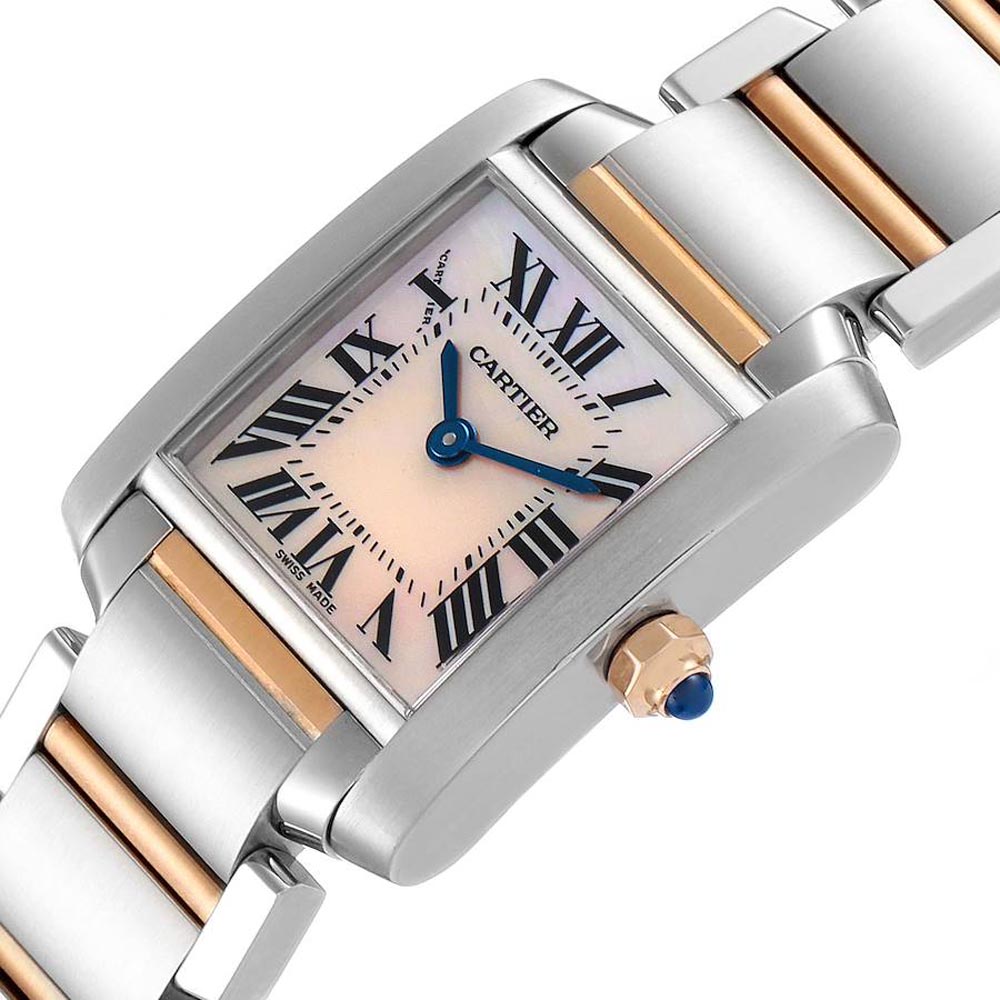 

Cartier MOP 18K Rose Gold And Stainless Steel Tank Francaise W51027Q4 Women's Wristwatch 20 x 25 MM, Pink