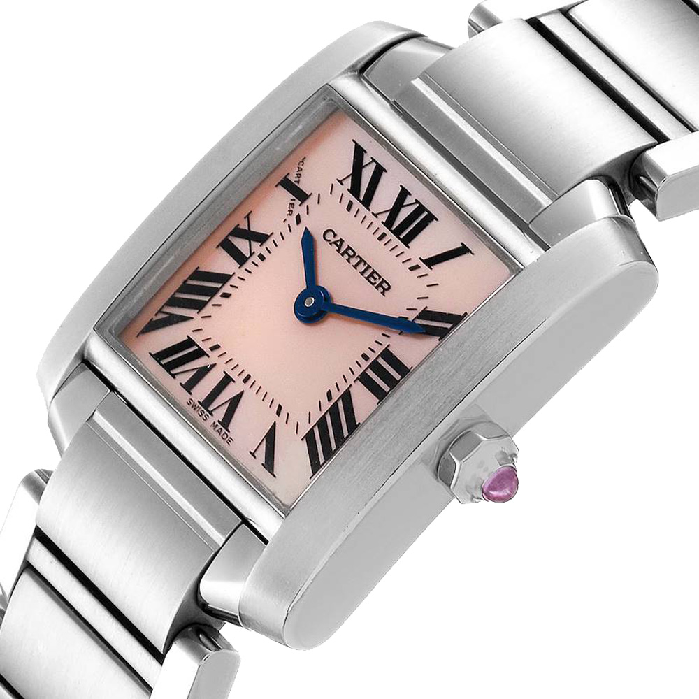 

Cartier Pink MOP Stainless Steel Tank Francaise W51028Q3 Women's Wristwatch