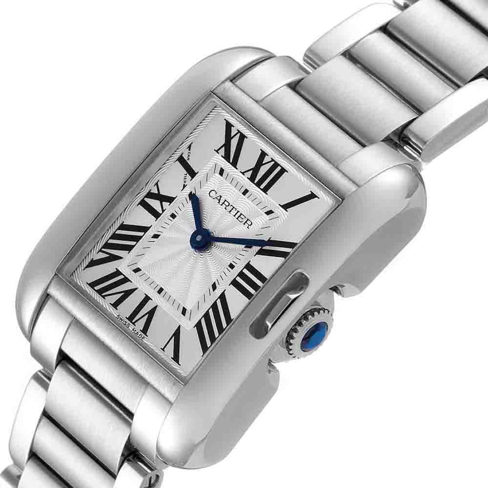 

Cartier Silver Stainless Steel Tank Anglaise W5310022 Women's Wristwatch