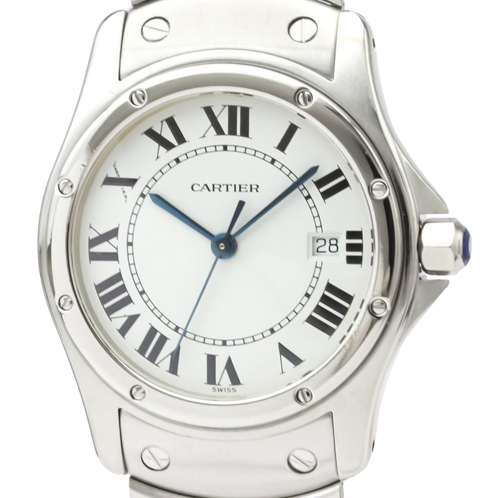 

Cartier White Stainless Steel Santos Cougar W20027K1 Men's Wristwatch 30 MM