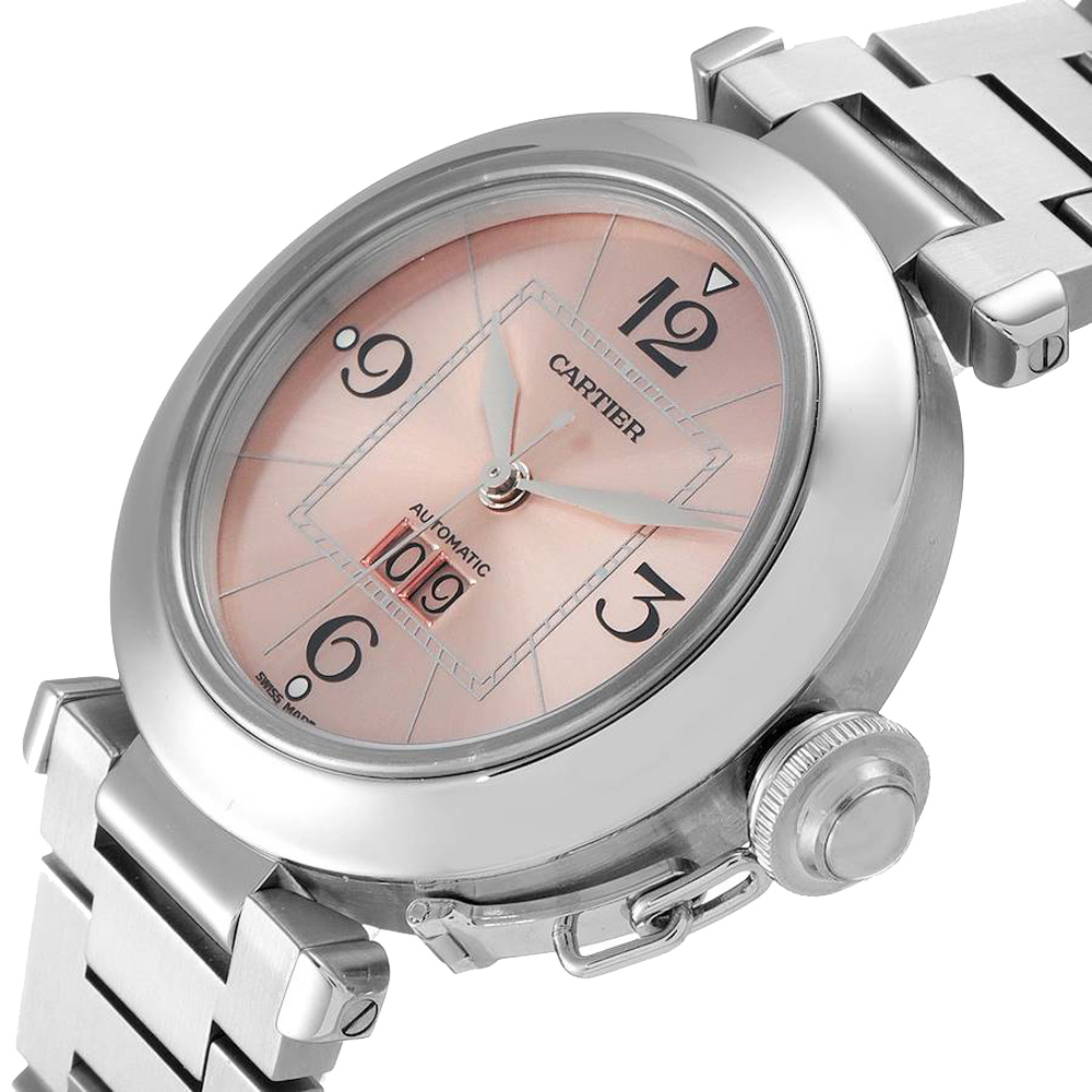 

Cartier Pink Stainless Steel Pasha Big Date W31058M7 Women's Wristwatch 35 MM