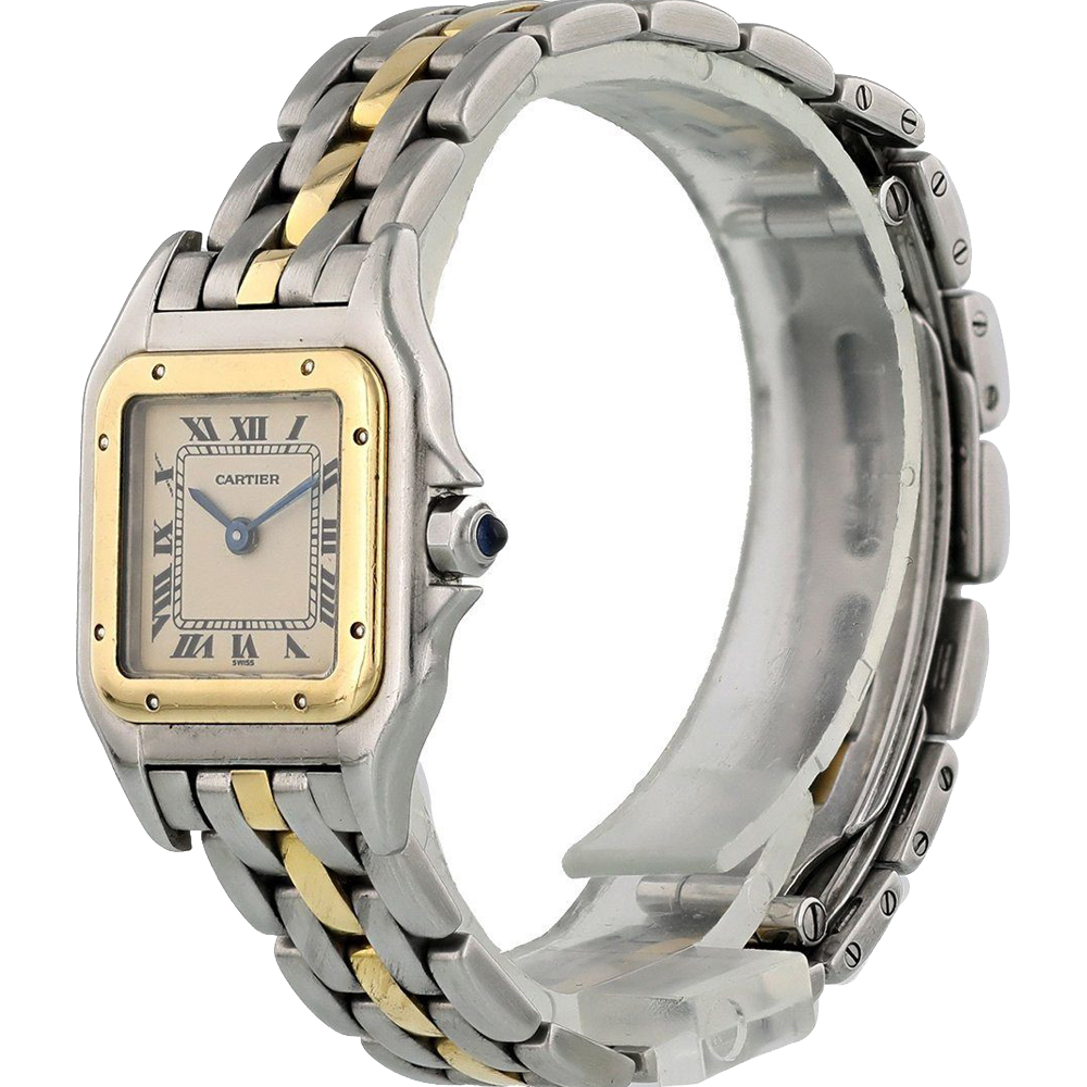 

Cartier Silver 18k Yellow Gold And Stainless Steel Panthere 1120 Women's Wristwatch 22 MM