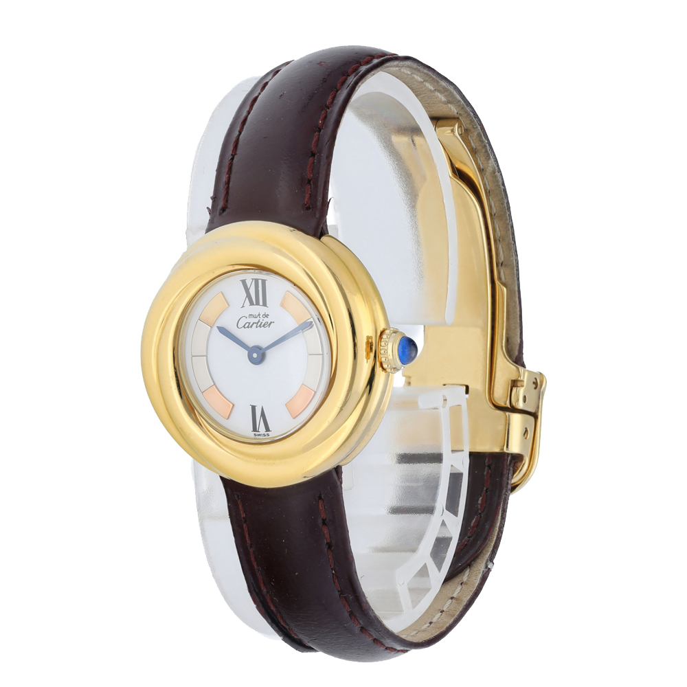 

Cartier Silver Gold Plated Stainless Steel Vermeil 2735 Must de Cartier Women's Wristwatch 27 MM