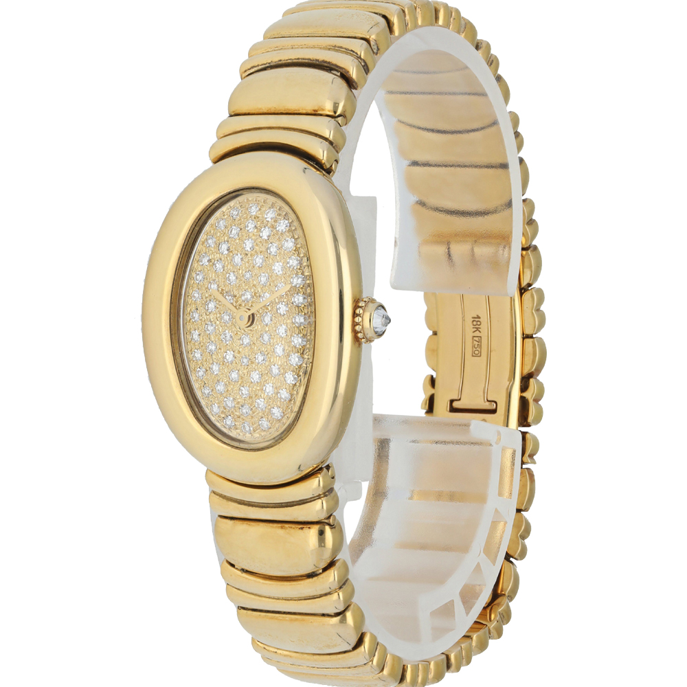 

Cartier Champagne Diamonds 18k Yellow Gold Baignoire WB5021D8 Women's Wristwatch 21 MM