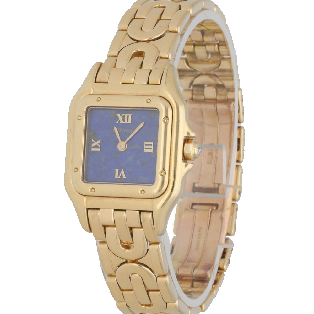 

Cartier Blue Lapis 18K Yellow Gold Panthere 1280/2 Women's Wristwatch 23 MM