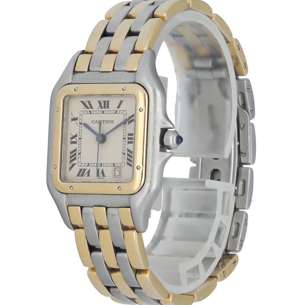 

Cartier Silver 18K Yellow Gold And Stainless Steel Panthere 187949 Women's Wristwatch 28 MM