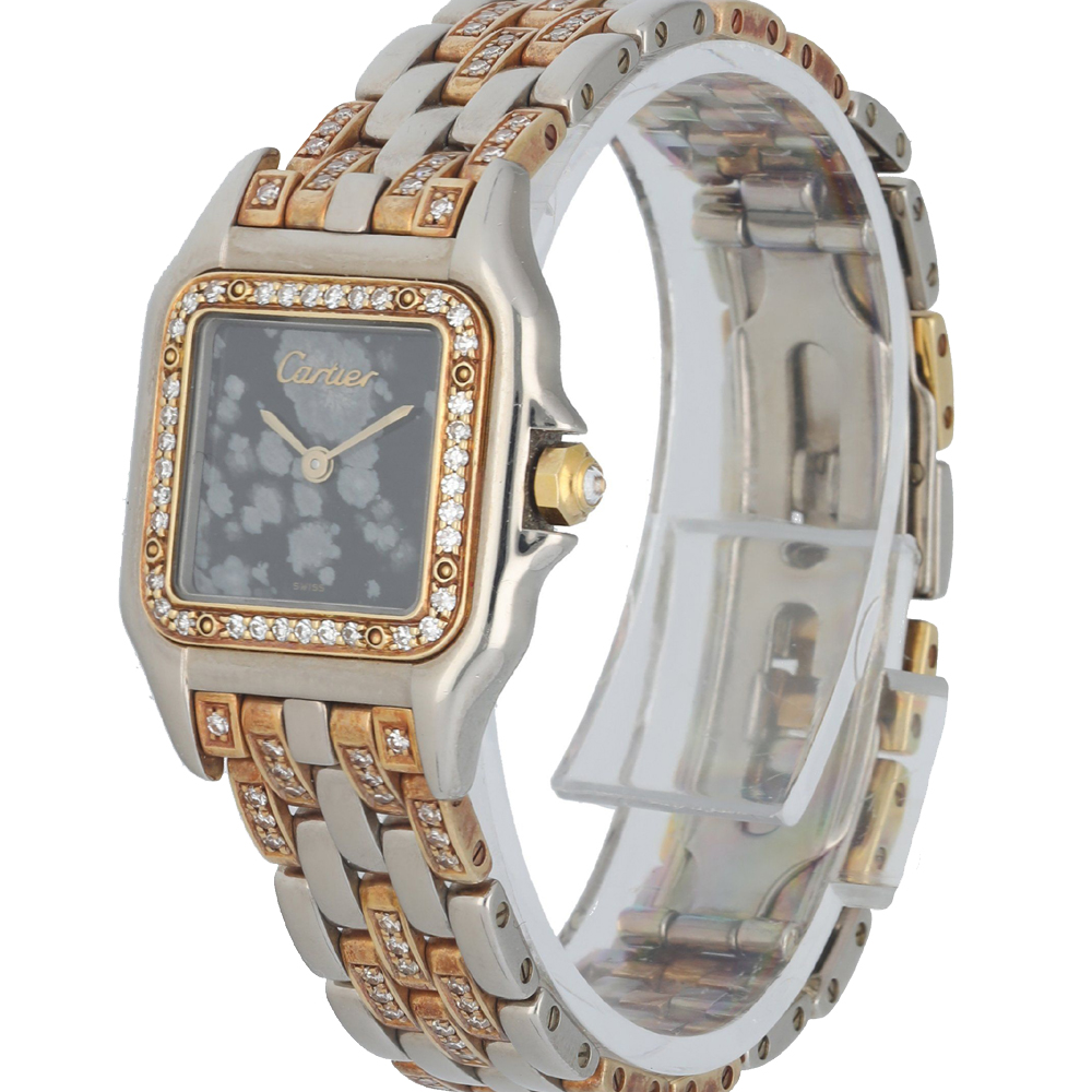 

Cartier Grey Obsidian Diamonds 18K White Gold And 18K Rose Gold Panthere Women's Wristwatch 22 MM