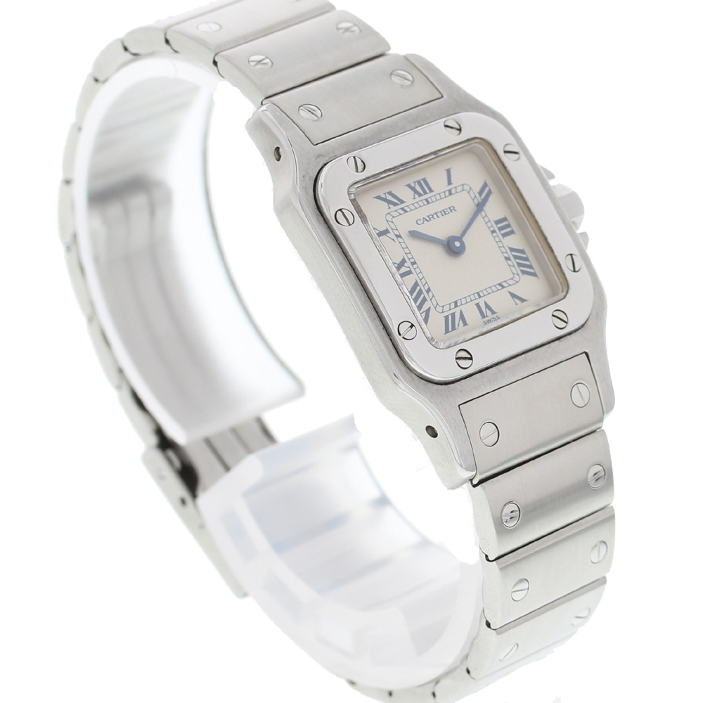 

Cartier Silver Santos Stainless Steel 1565 Women's Wristwatch 24 MM