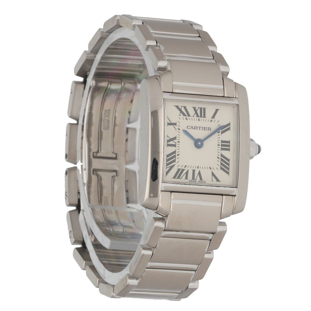 

Cartier Silver 18K White Gold Tank Francaise 2403 Women's Wristwatch 20 MM