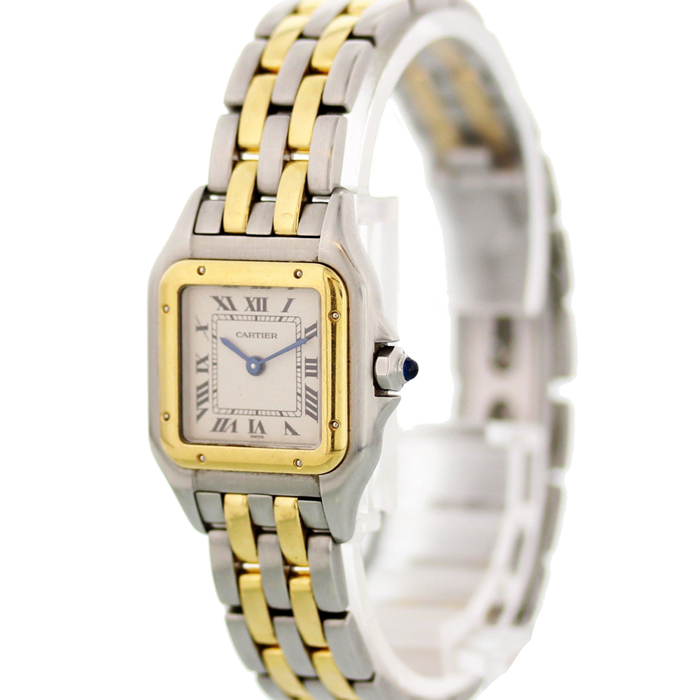 

Cartier Silver 18K Yellow Gold And Stainless Steel Panthere 1120 Women's Wristwatch 22 MM