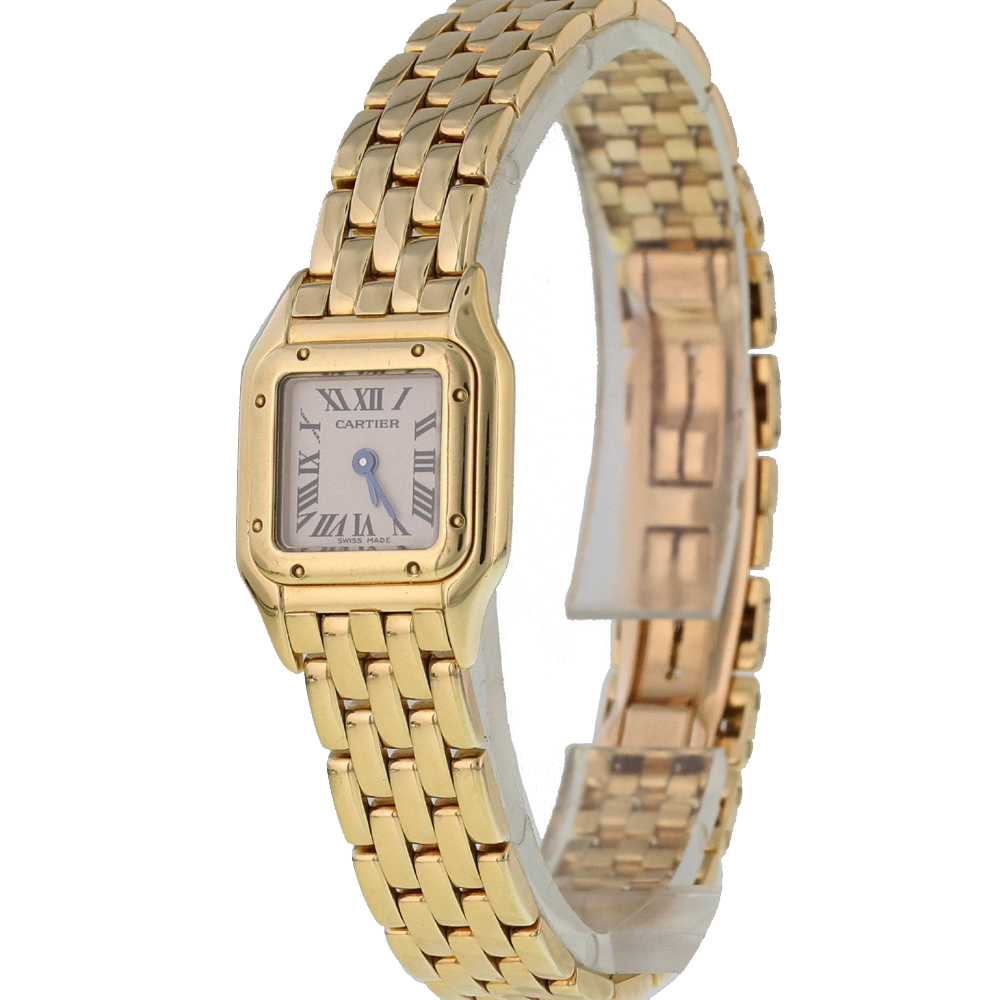 

Cartier Silver 18K Yellow Gold Panthere Mini 11301 Women's Wristwatch 17 MM