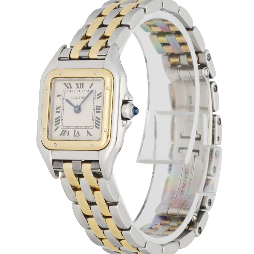 

Cartier Silver 18K Yellow Gold And Stainless Steel Panthere 1120 Women's Wristwatch 22 MM