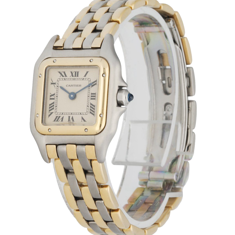 

Cartier Silver 18K Yellow Gold And Stainless Steel Panthere 1057917 Women's Wristwatch 22 MM