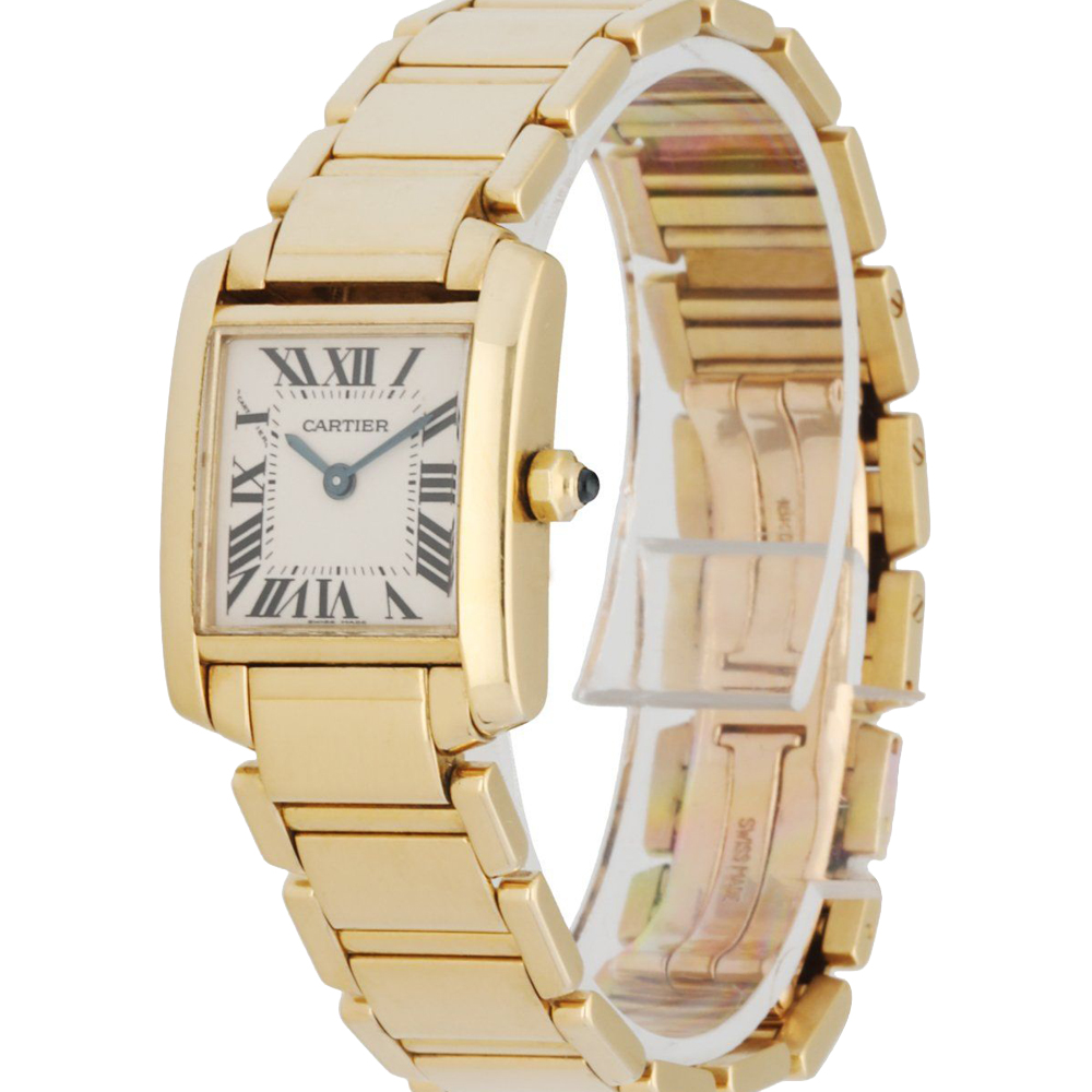 

Cartier Silver 18K Yellow Gold Tank Francaise 2385 Women's Wristwatch 20 MM