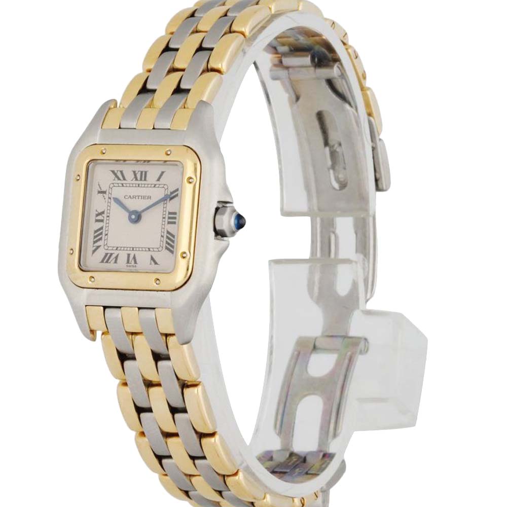 

Cartier Silver 18K Yellow Gold And Stainless Steel Panthere 11200R Women's Wristwatch 22 MM