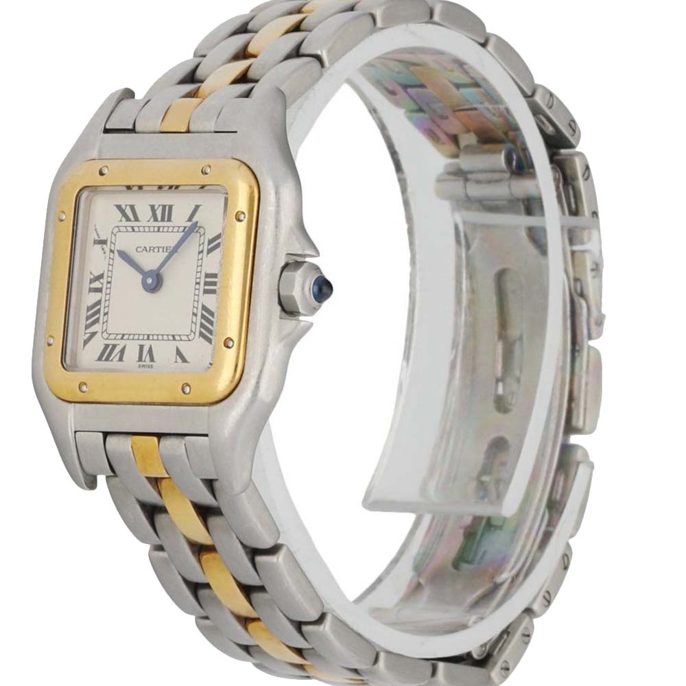 

Cartier Silver 18k Yellow Gold And Stainless Steel Panthere 1120/2 Women's Wristwatch 22 MM